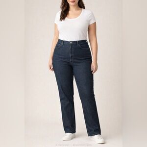 Lee Size 16 Dark Wash High Rise Straight Leg Jeans 31.5” Inseam